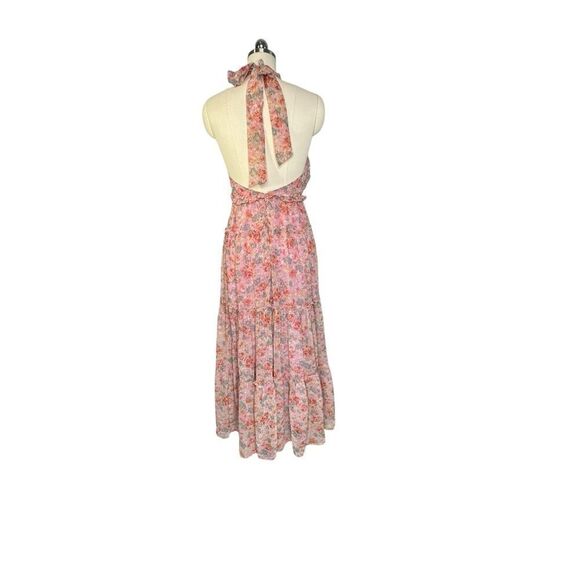 ASTR The Label Jaidee Pink Floral Tiered Halter Maxi Dress | S - Picture 9 of 10